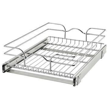 Single Tier Bottom Mount Pull Out Steel Wire Organizer, 14.4"