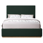 Meridian Furniture - Monaco Boucle Fabric Upholstered Bed, Green, Full - Give your bedroom a contemporary makeover with this Monaco full bed from Meridian Furniture. Featuring a solid wood natural wire brush finish and rich green boucle fabric upholstery, this full-size bed is perfect for any bedroom. Its frame is crafted from rubber wood and is covered with boucle fabric, giving it an elegant touch. Its contemporary design complements existing modern decor. Use this bed as a bold centerpiece for your bedroom, or pair it with matching furniture to complete your bedroom's contemporary look.
