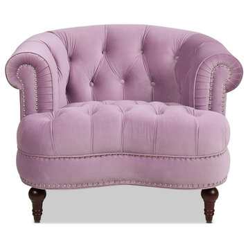 La Rosa 42" Chesterfield Tufted Accent Chair, Lavender Velvet