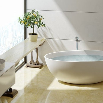Aquatica Spoon 2 (Purescape 204AM) Egg Shaped Freestanding Solid Surface Bathtub