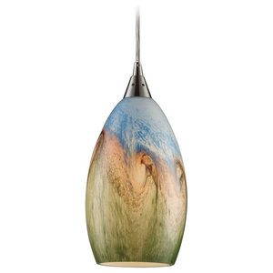 Elk Lighting 10077 1 Geologic Light Mini Pendant With Tri Color Geologic 1 Light Pendant In Satin Nickel