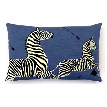 Zebras Lumbar Pillow, Denim, 22" X 14"