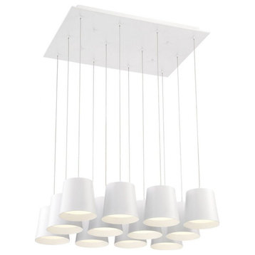 Chandelier 12 Light - 20 Inches Wide by 8.25 Inches High-White Finish