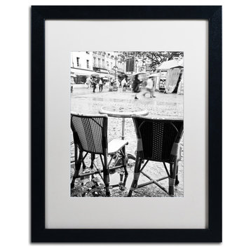 "Paris Cafe for 2" Framed Art by Yale Gurney, Black, White, 16"x20"