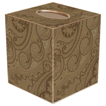 TB616 - Taupe Paisley Tissue Box Cover