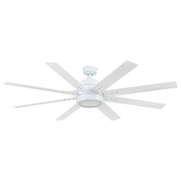 Honeywell Xerxes Modern Ceiling Fan With Light and Remote, 62", Bright White