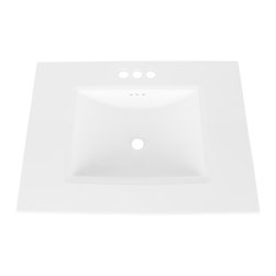 Maykke - Brighton Rectangle Sink Top, White Ceramic, 31", 4" Center-Set Faucet Hole - Bathroom Sinks