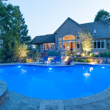 Lagoon Inground Pool In A Craftsman Style Backyard