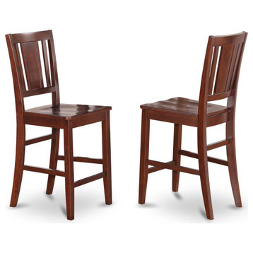 Buckland Counter Height Dining Room Chair With Wood Seat In Mahogany- Set Of 2