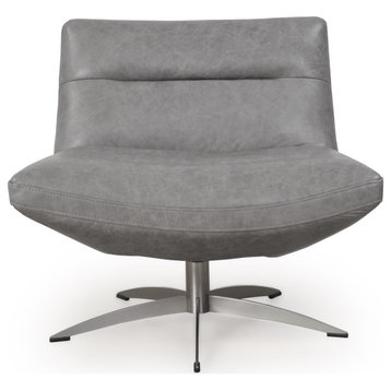 Alfio Full Leather Swivel Chair, Cloud Grey