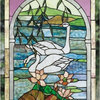 Meyda Lighting 23868 22"W X 30"H Swans Stained Glass Window