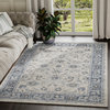 Abani Troy Traditional Persian Area Rug, Ivory and Blue Floral, 5'3"x7'6"