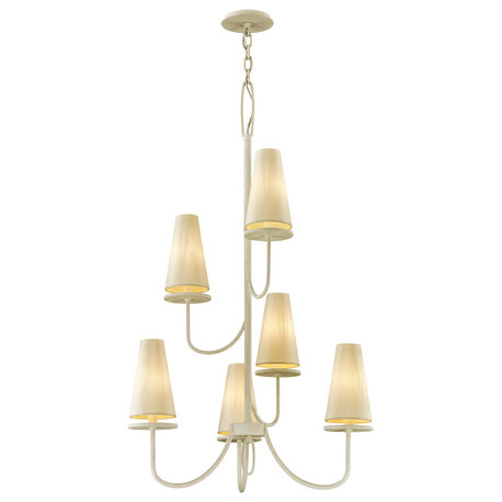 Marcel Chandelier, Gesso White Finish, 6-Light