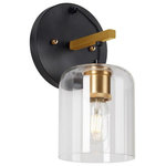 Forte - Forte 5724-01-62 Tyrone, 1 Light Wall Sconce - The Tyrone transitional sconce comes in black finiTyrone 1 Light Wall  Black/Soft Gold Clea *UL Approved: YES Energy Star Qualified: n/a ADA Certified: n/a  *Number of Lights: 1-*Wattage:75w Medium Base bulb(s) *Bulb Included:No *Bulb Type:Medium Base *Finish Type:Black/Soft Gold
