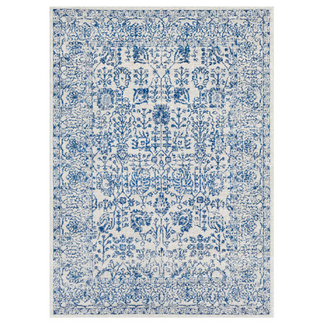 Harput Traditional Dark Blue, Light Gray Area Rug, 7'10"x10'3"