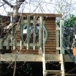 Large treehouse with large slide - Outdoor Playhouses