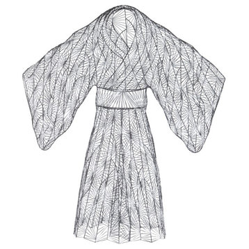 Kimono Woman Sculpture, Metal, Silver/Black