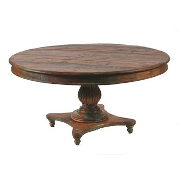 Trinidad Reclaimed Solid Wood 72" Round Dining Table in Multi-Color, 42"