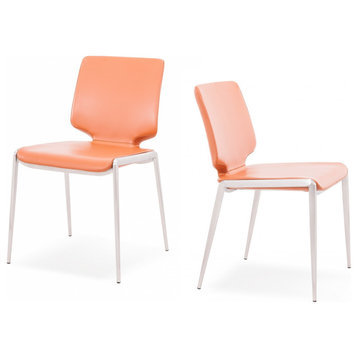 Modrest Eileen Modern Eco-Leather Dining Chair, Set of 2, Cognac
