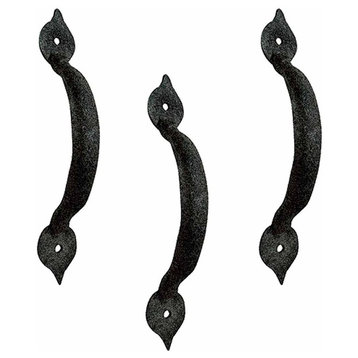 3 Spear Door or Drawer Pull Black Wrought Iron 5 1/2" |