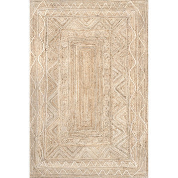 nuLOOM Handmade Jute & Sisal Amora Textured Area Rug, Natural, 5'x8'
