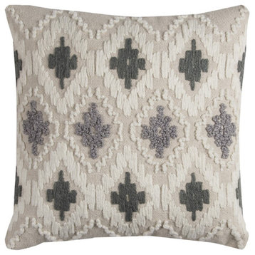 Gray Beige Classic Ikat Pattern Throw Pillow
