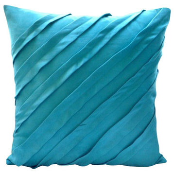 Contemporary Turquoise, Blue Faux Suede Fabric 24"x24" Pillow Sham
