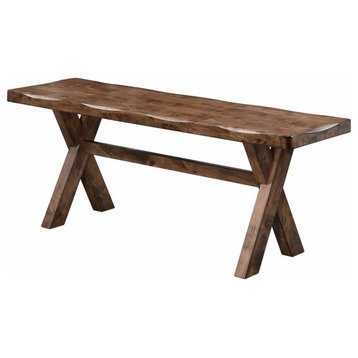 Wooden Trestle Style Base Bench, Brown