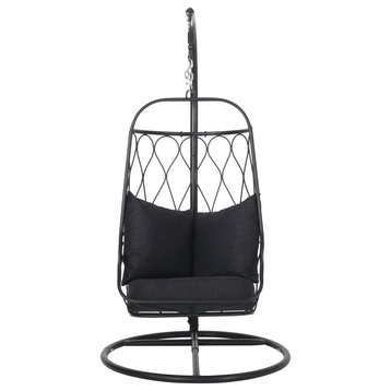 Edgell Indoor/Outdoor Hanging Chair With Stand, Black
