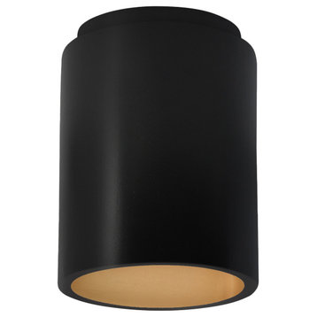 Radiance Cylinder Outdoor Flush-Mount, Carbon Matte Black, Champagne Gold, LED