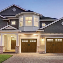 Faux wood garage doors