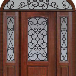 Prehung Side lights-Transom Door 80 Fiberglass Palermo Arch Lite - Front Doors