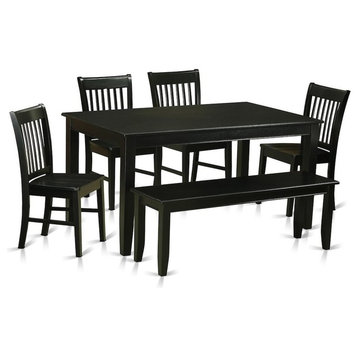 6-Piece Dining Room Set, Dining Table And 4 Dining Chairs And Also Bench