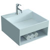 ADM Square Shelved Wall Mounted Sink, White, 20"