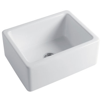 Transolid Porter 24"x18"x10" Farmhouse Single Bowl Undermount Sink,, White