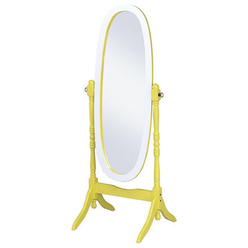 Yellow Oval Cheval Standing Solid Wood Mirror
