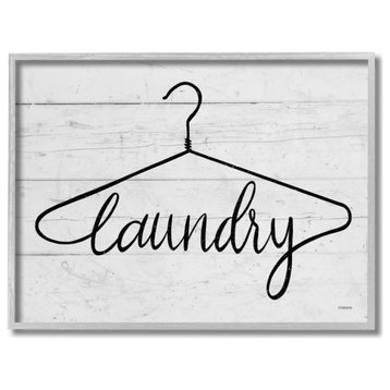 Laundry Hanger Black And White Wood Word Design, 11"x14"