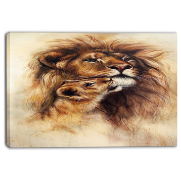 "Loving Lioness" Animal Canvas Artwork, 40"x30"