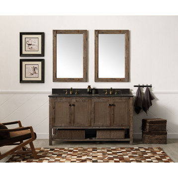 60" Solid Wood Sink Vanity With Moon Stone Top-No Faucet