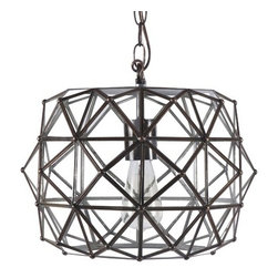 Worlds Away Rozz Tin & Clear Glass Pendant - Pendant Lighting