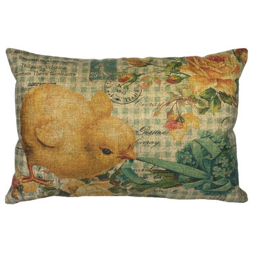 Easter Chicken Linen Pillow
