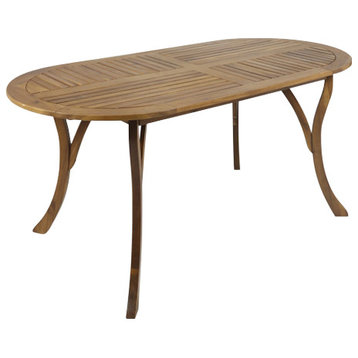 GDF Studio Baia Outdoor 70" Oval Acacia Wood Dining Table, Teak