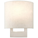 Livex Lighting - ADA Wall Sconces 1-Light Brushed Nickel Petite ADA Sconce - Raise the style bar with a designer wall sconce in a handsome and versatile contemporary manner. This one light wall sconce comes in a brushed nickel finish with a rectangular oatmeal fabric hardback shade.