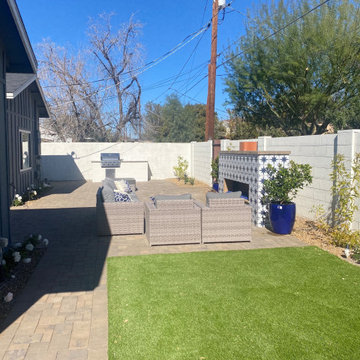 Finished touches!! you see from afar the artificial turf alongside white ice bur