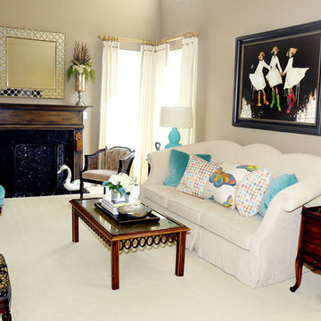 Turquoise Family Room Redesign