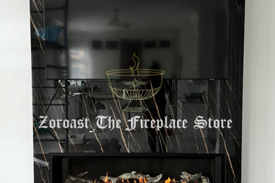 L3 Valor Fireplace with Black Marble Finish