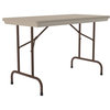 Correll 24"W x 48"D H-D Plastic Blow-Molded Folding Table in Mocha Brown