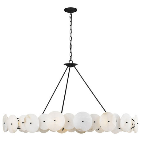 Varaluz Cosmos 9 Light Chandelier, Matte Black/Spanish Alabaster - 370C09MB