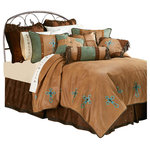 Paseo Road by HiEnd Accents - Las Cruses II Comforter Set, Super Queen - Turn any bedroom into a country haven with accessories from HiEnd Accents.This striking Las Cruces comforter is made from supple tan faux leather and copper faux suede. This five-piece queen-bed set includes a comforter, bed skirt, two pillow shams, and a decorative pillow