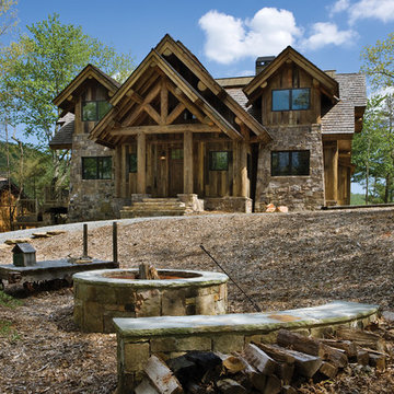 Blue Ridge Handcrafted Log Home - Exterior Entry